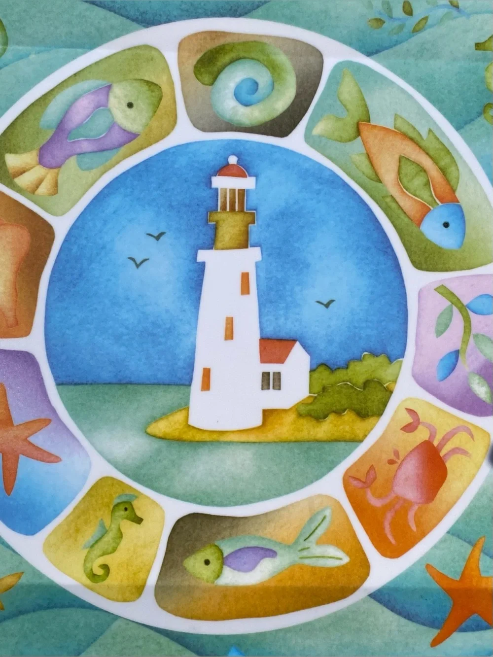 Vintage Challis & Roos Italy Coastal Lighthouse Melamine Serving Tray 13x18
